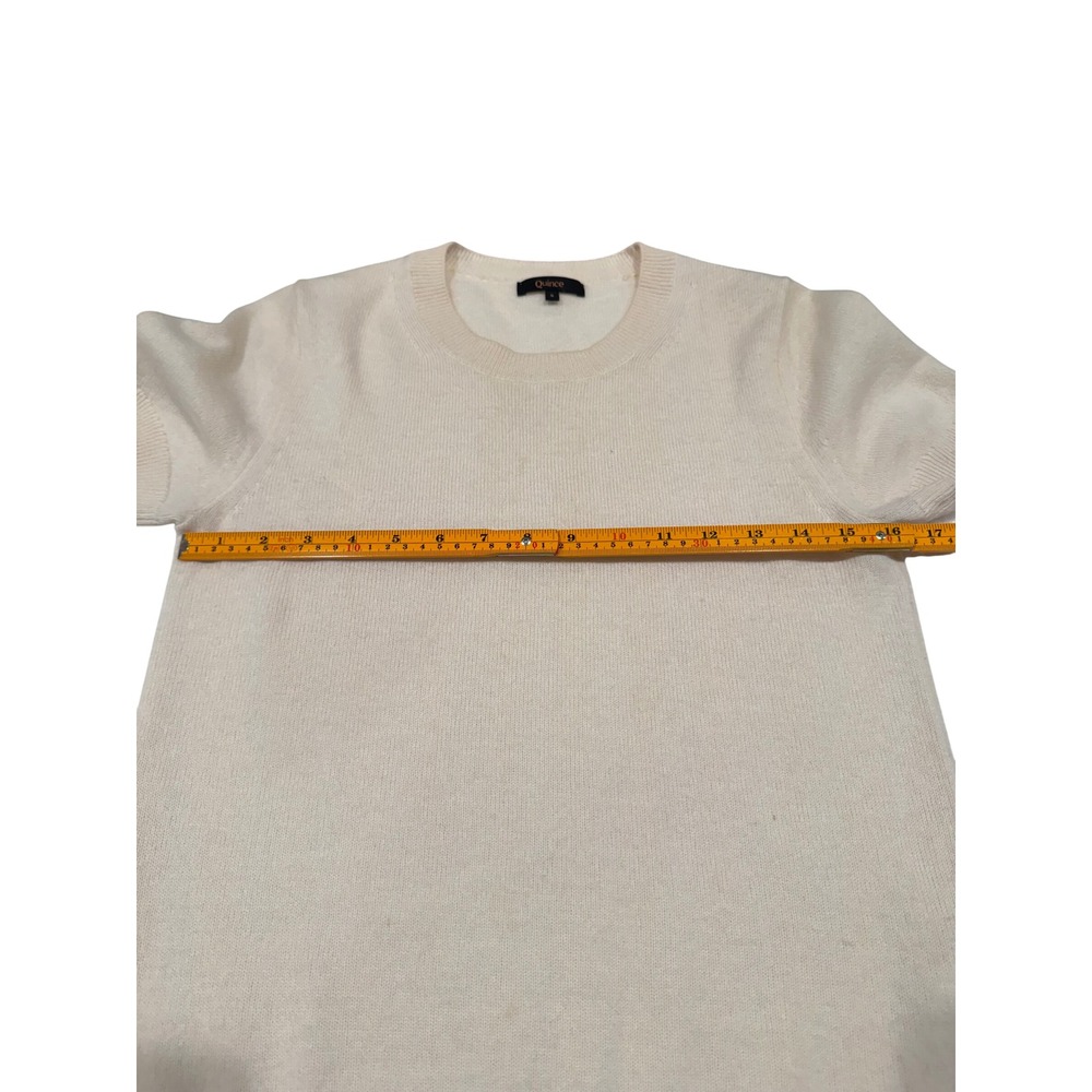 Quince Women 100% Cashmere Short Sleeve Crewneck Sweater Ivory Cream Small - Picture 4 of 5